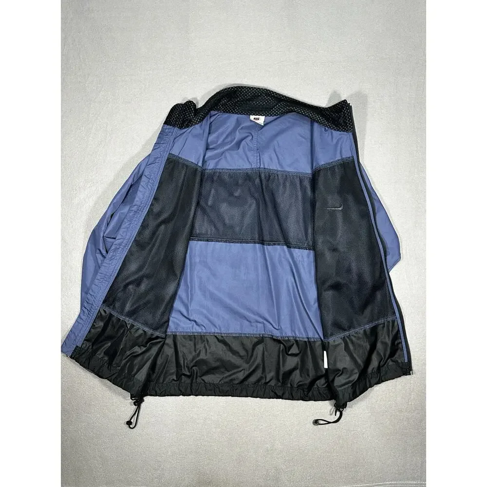 Vintage Nike Men’s Blue Black Full Zip Windbreaker Jacket Mesh Lined M
